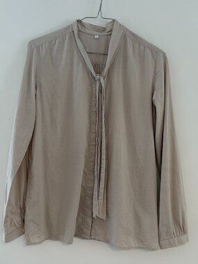 Muji Cotton Neck Tie Blouse